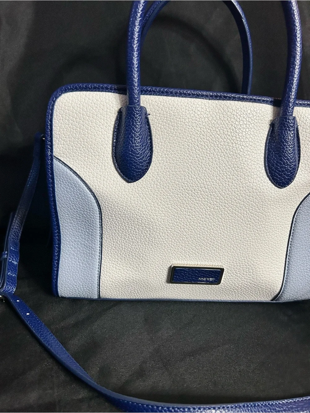 Nine West Women's Two-Tone Blue & White Structured Satchel Handbag